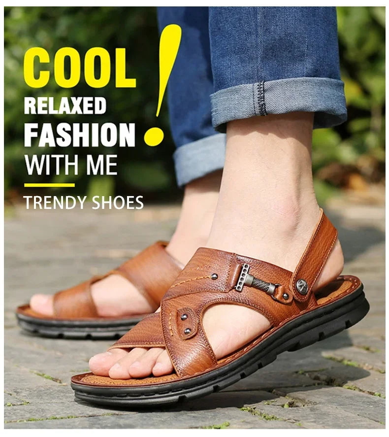 Men Leather Buckle Casual Sandals