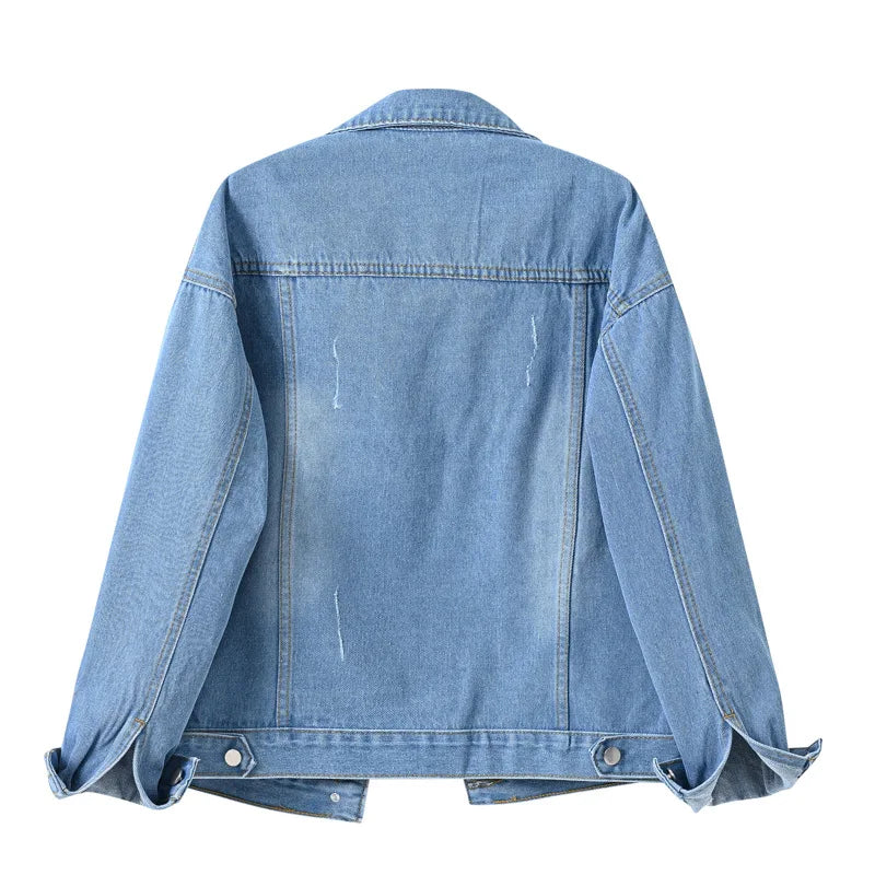Women's Single Breasted Denim Lapel Jacket