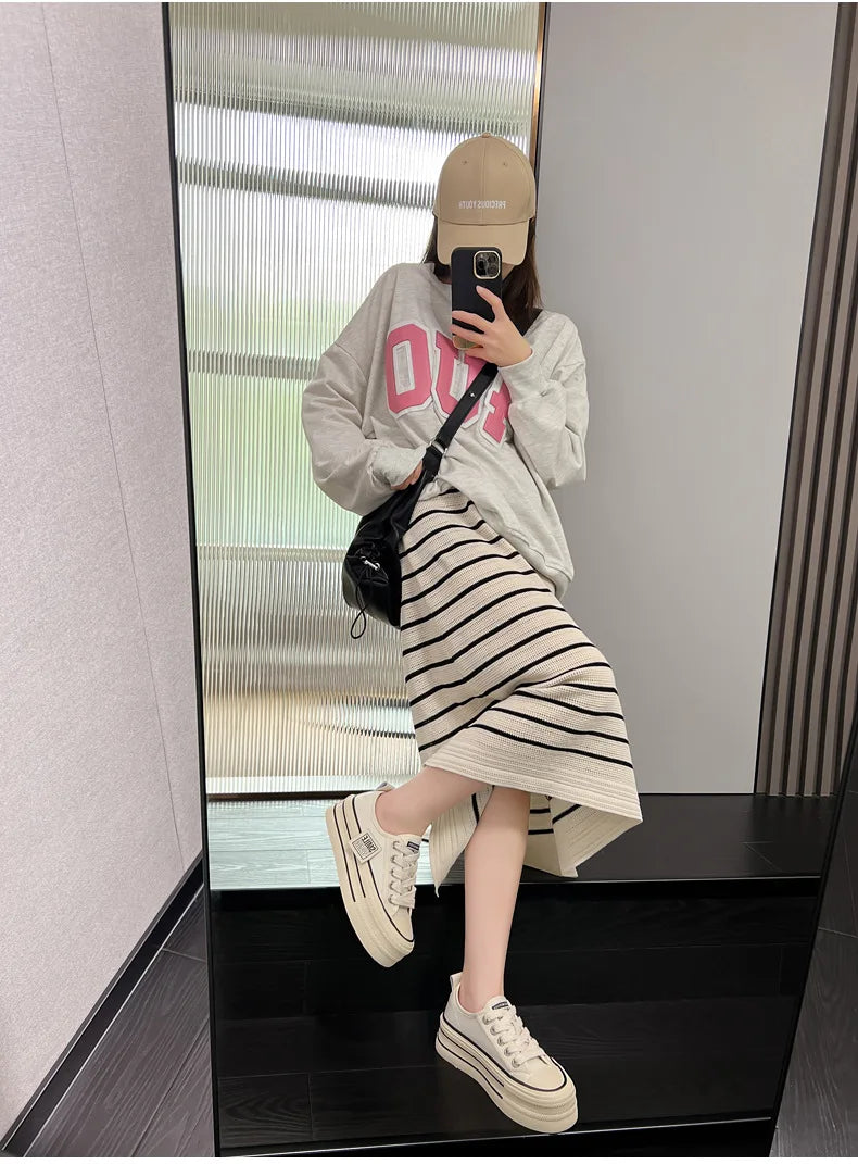 Women Canvas Shoes Black White Platform Sneakers