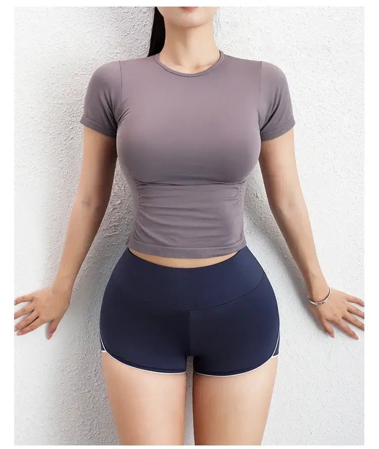 Women Compression T-Shirt Seamless Short Sleeve Gym Top