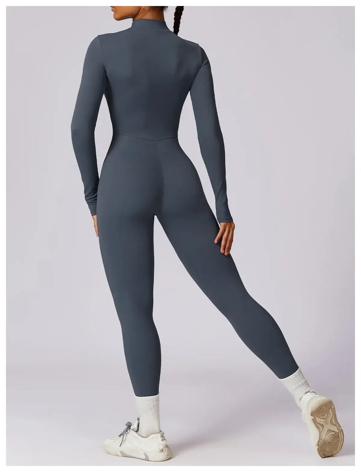 Women Fitness Zipper Long Sleeve Jumpsuit