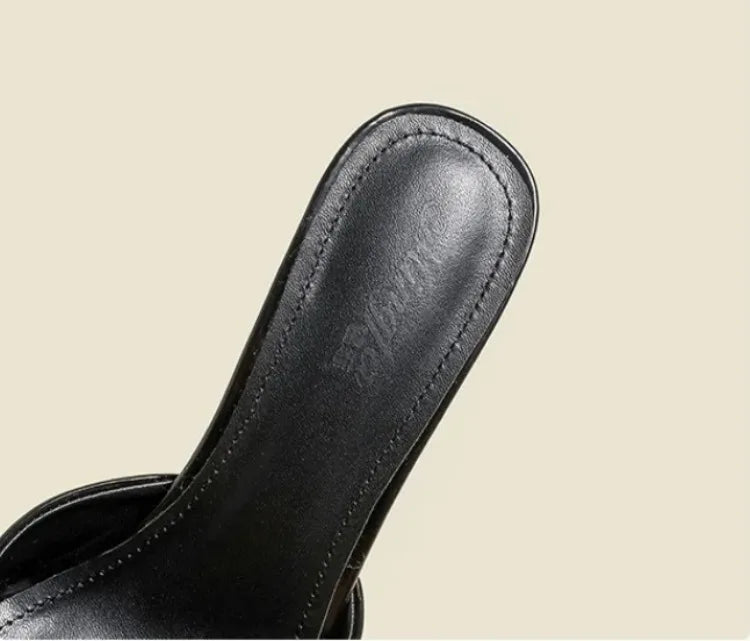 Slim Heel Pointed Toe Patent Slippers – 2025