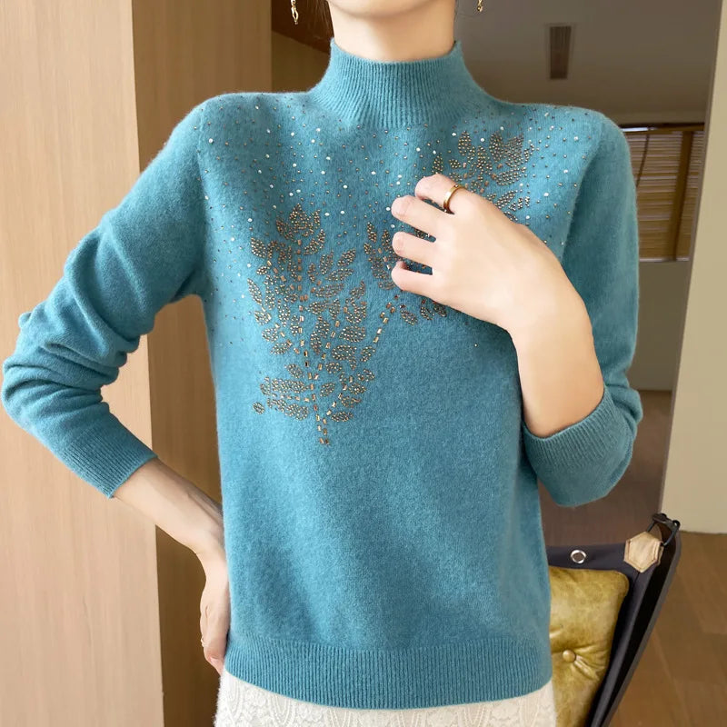 Women Beaded Winter Sweater