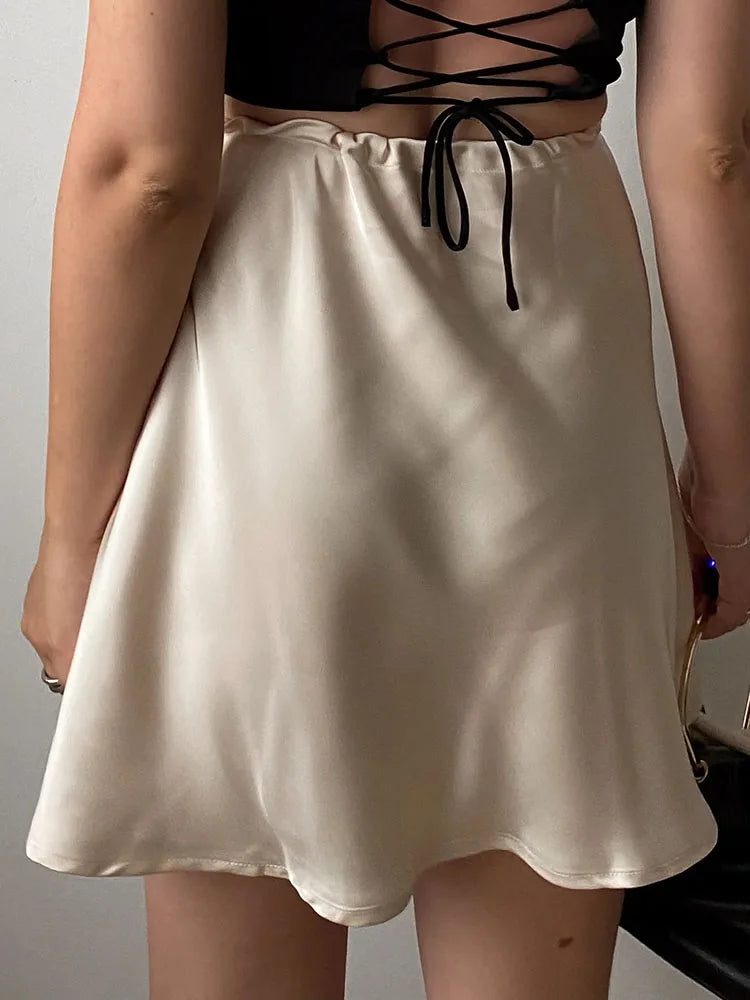 Women Satin Silk Mini Skirt
