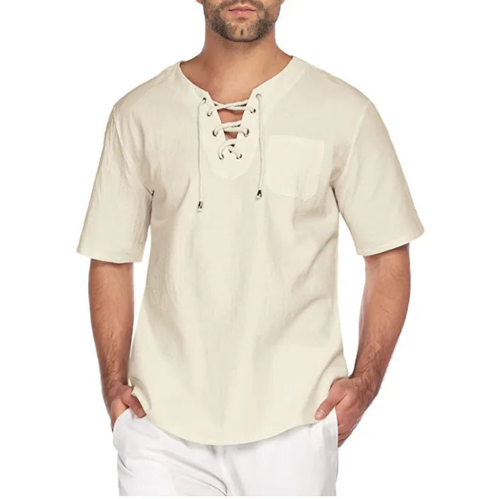 Men’s Plus Size V-Neck Linen Top