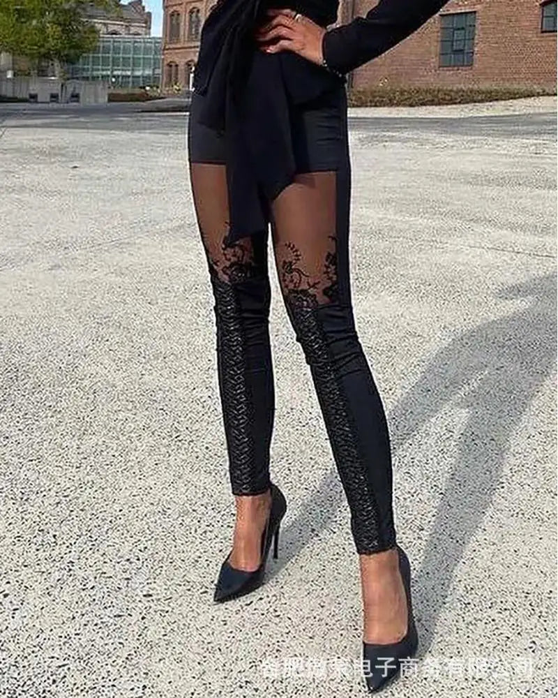 Women Sheer Lace Trousers