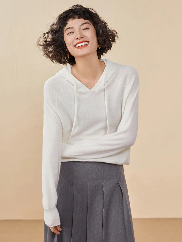 Women's 100% Cashmere Hooded Sweater