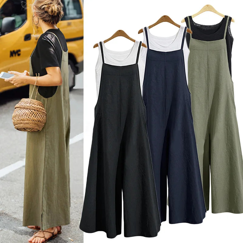 Women Cotton Wide Leg Jumpsuit