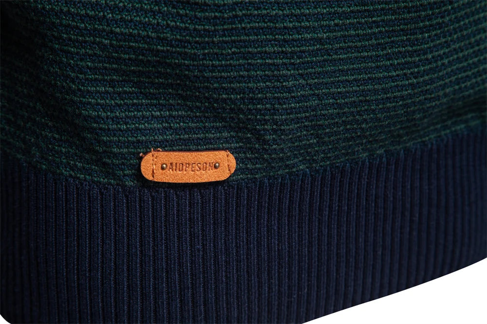 Men's Striped Cotton Turtleneck Sweater