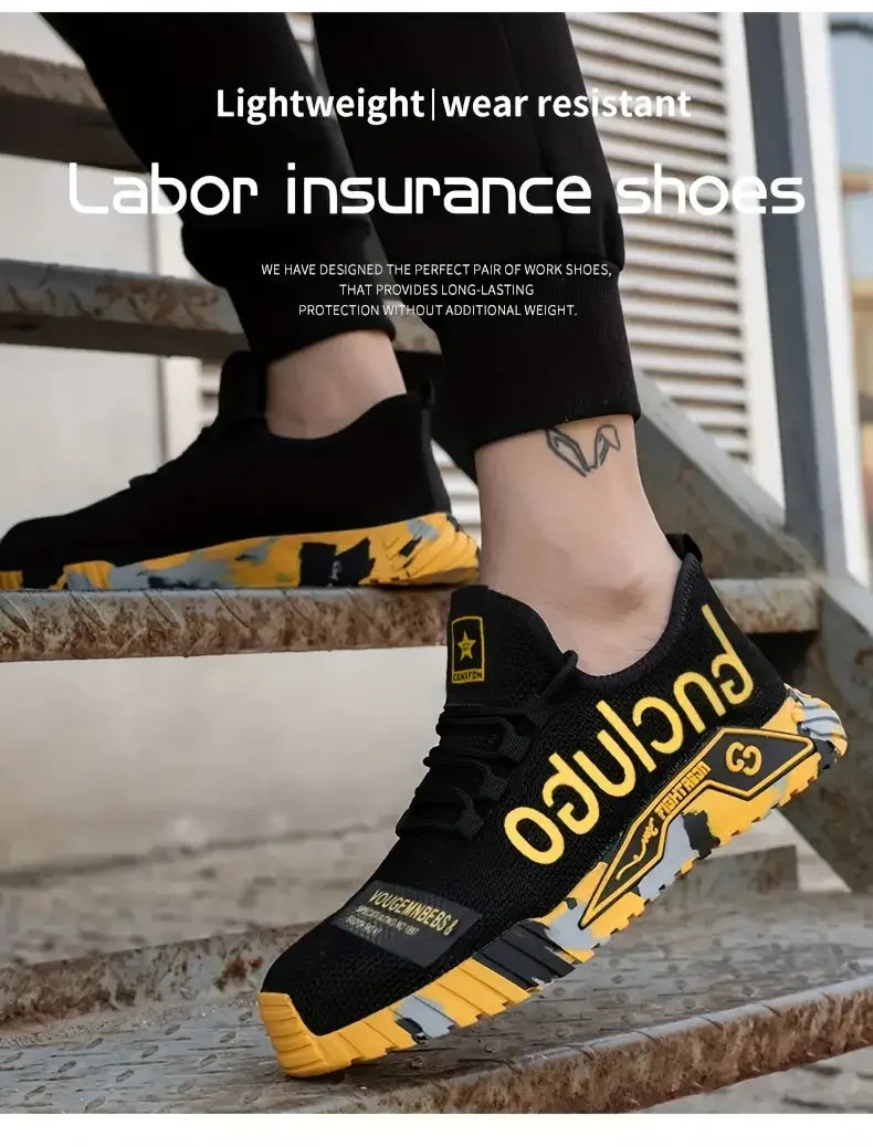 Men Anti-Puncture Reinforced Sole Safety Shoes