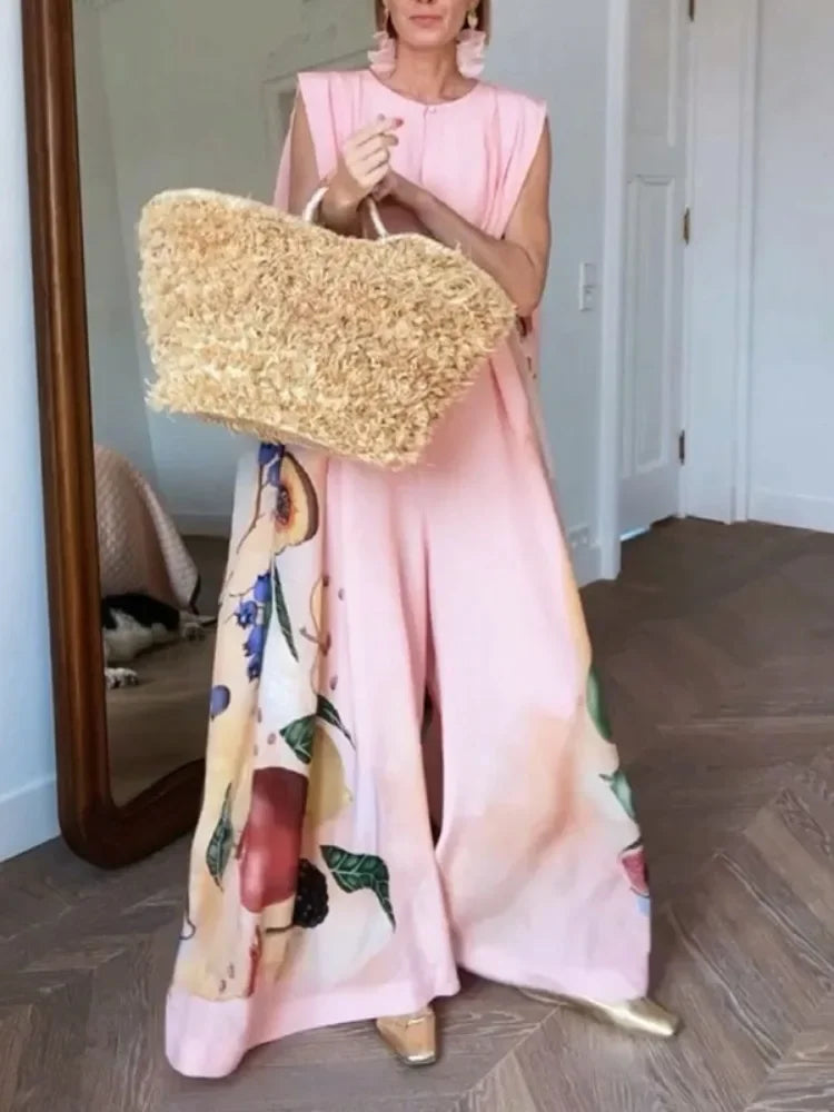 TropiLuxe™ – Fruit Print Summer Jumpsuit (Wide Leg, Colorful & Lightweight)