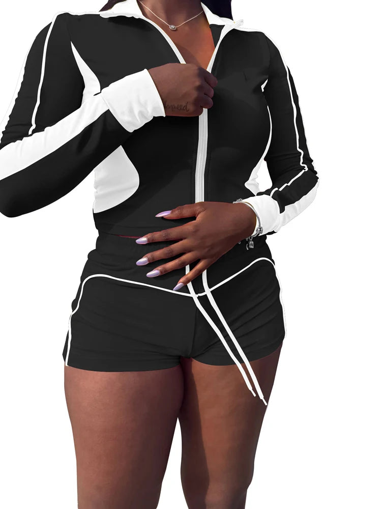 Colorblock Crop & Shorts Tracksuit