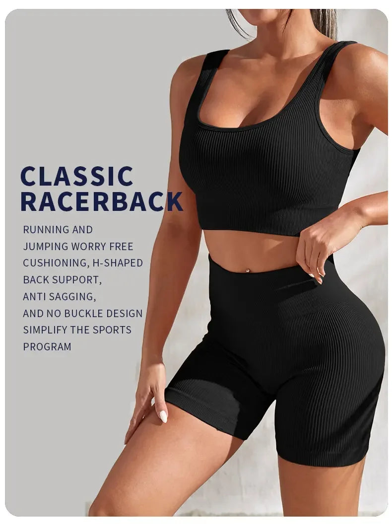 Women Seamless Ribbed Yoga Set