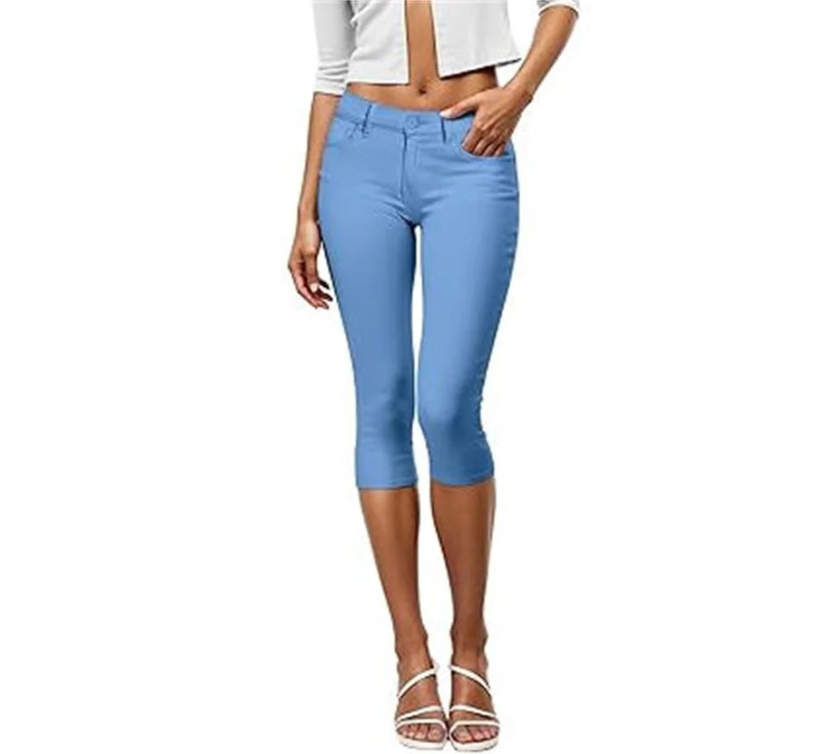Women Cropped Color Capris