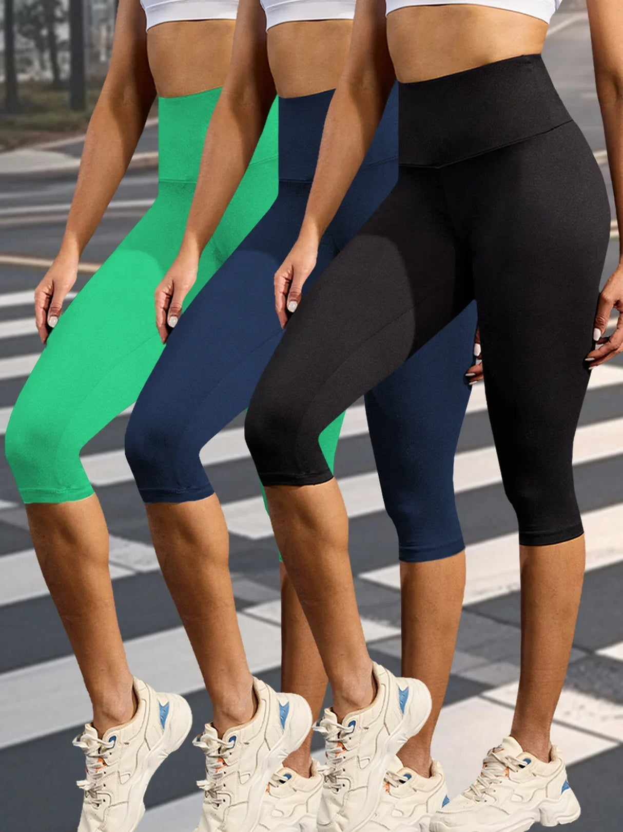 Women 3-Pack High Waist Capri Yoga Leggings