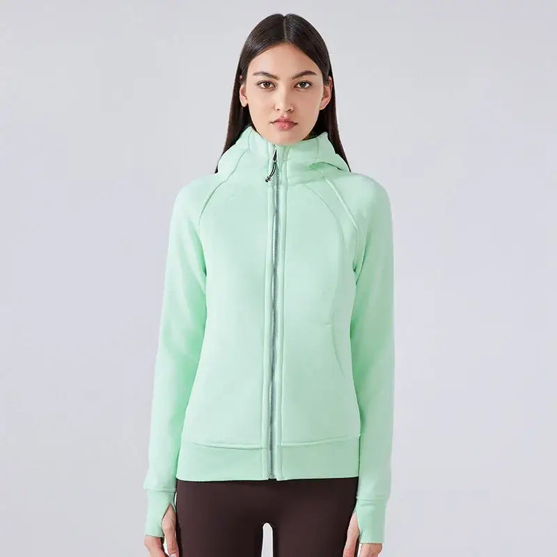 Women Thick Warm Hooded Sports Jacket