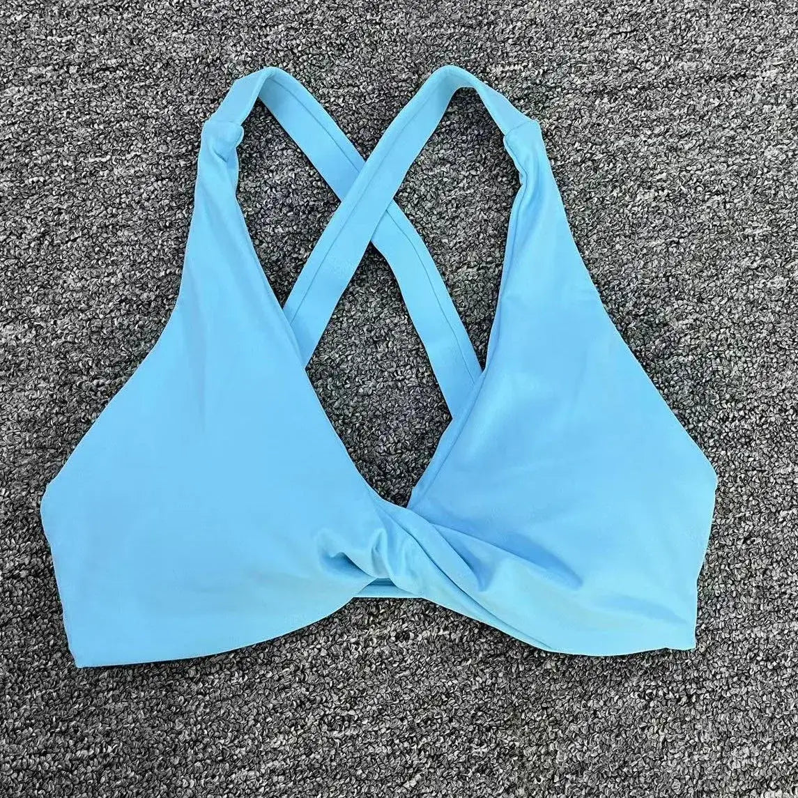 Women Twist Front Cross Back Sports Bra