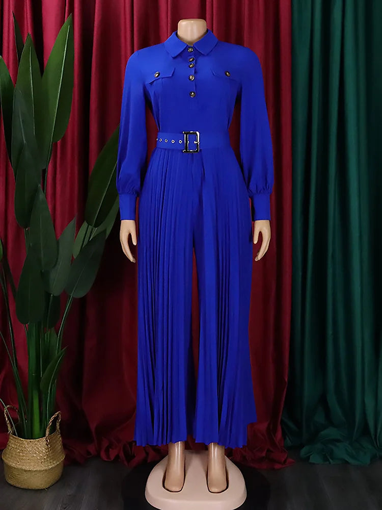 MaxiFit™ – Belted Button Maxi Office Jumpsuit (Work Chic, Waist-Defining & Longline)