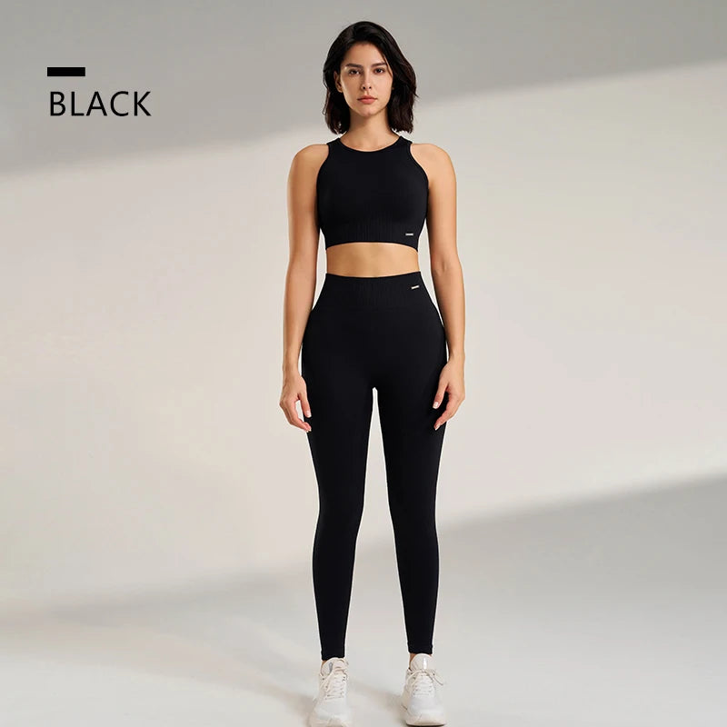Women High Waist Leggings & Top Set