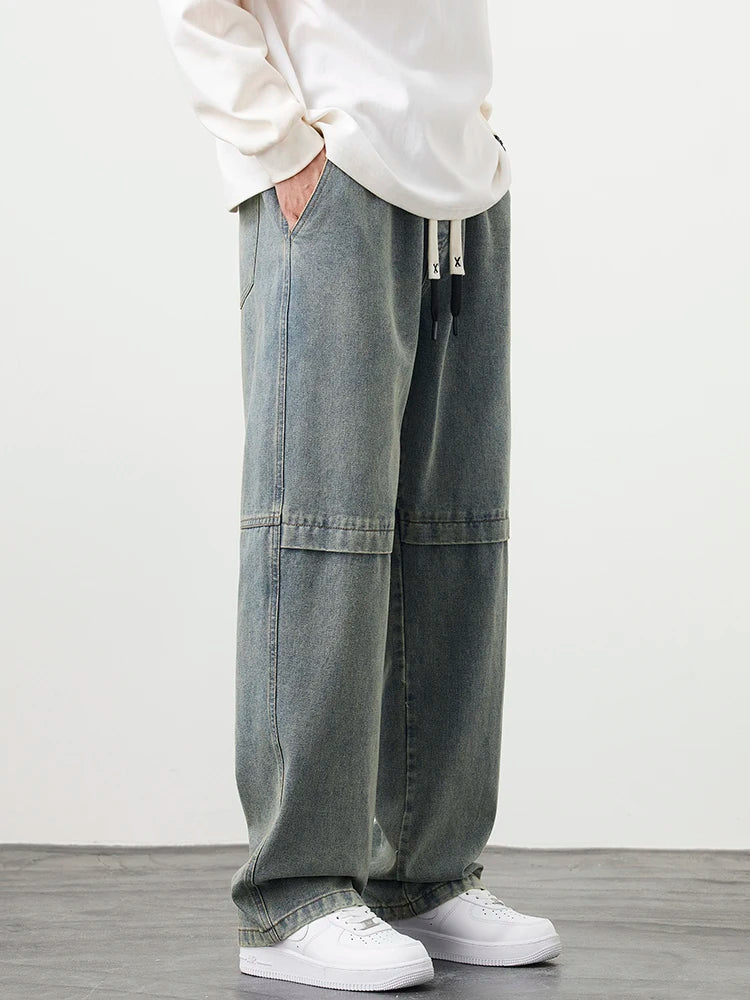 Men Retro Wide Leg Jeans