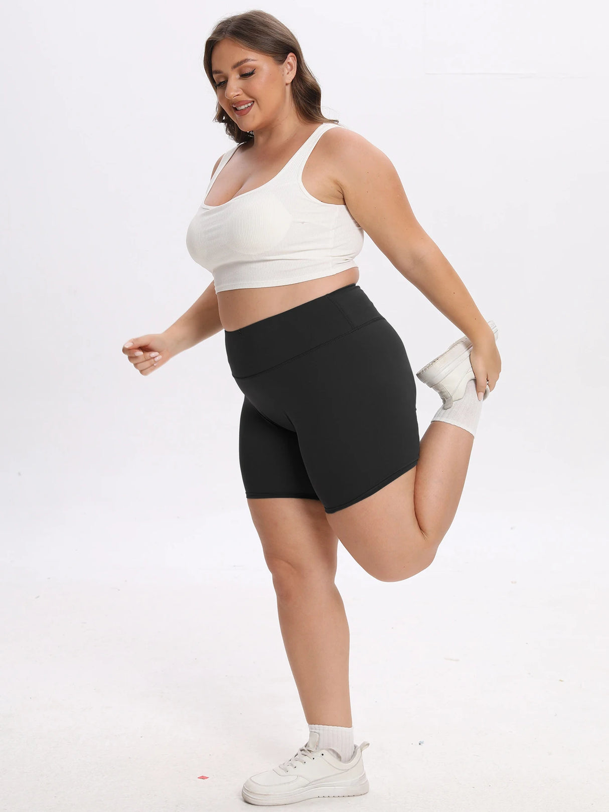 Women High Waist 3 Pocket Bike Shorts