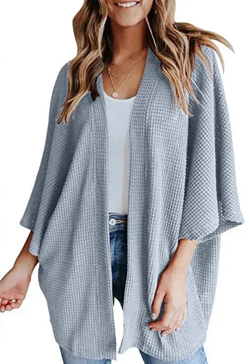 Women Oversized Waffle Knit Cardigan