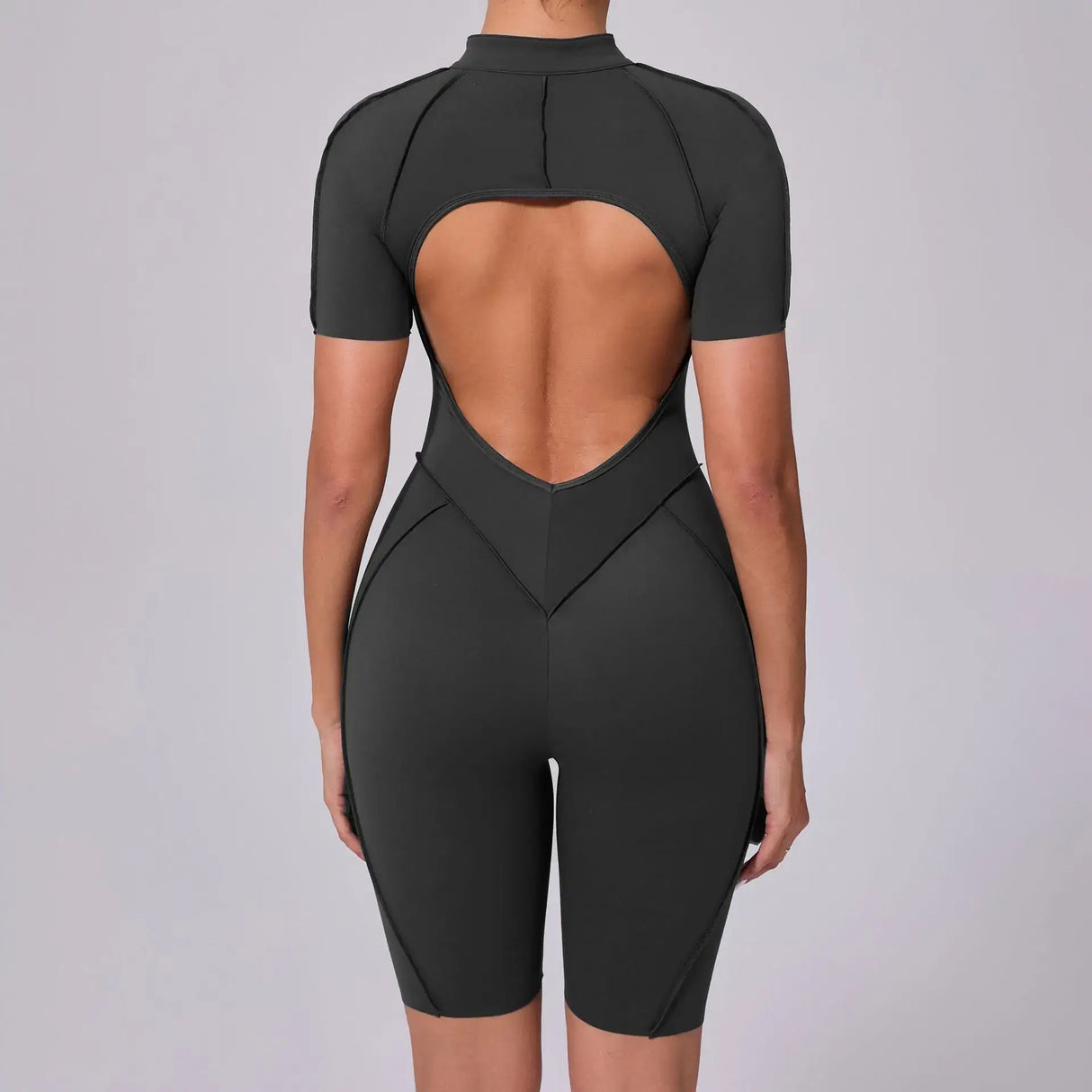 Women Sports Zipper Short Jumpsuit