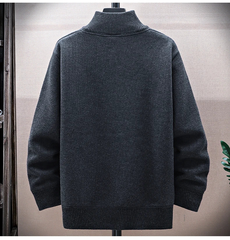 Men Fleece Knit Cardigan Jacket