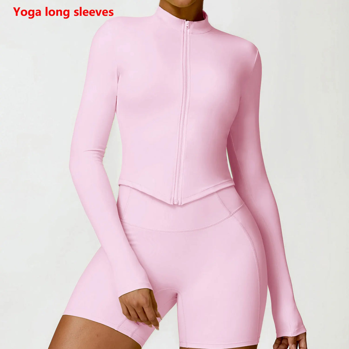 Women's Zip Long Sleeve Yoga Jacket – Gym Push-Up Sportswear Top