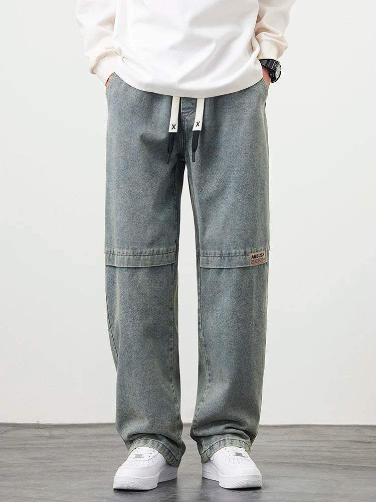 Men Retro Wide Leg Jeans