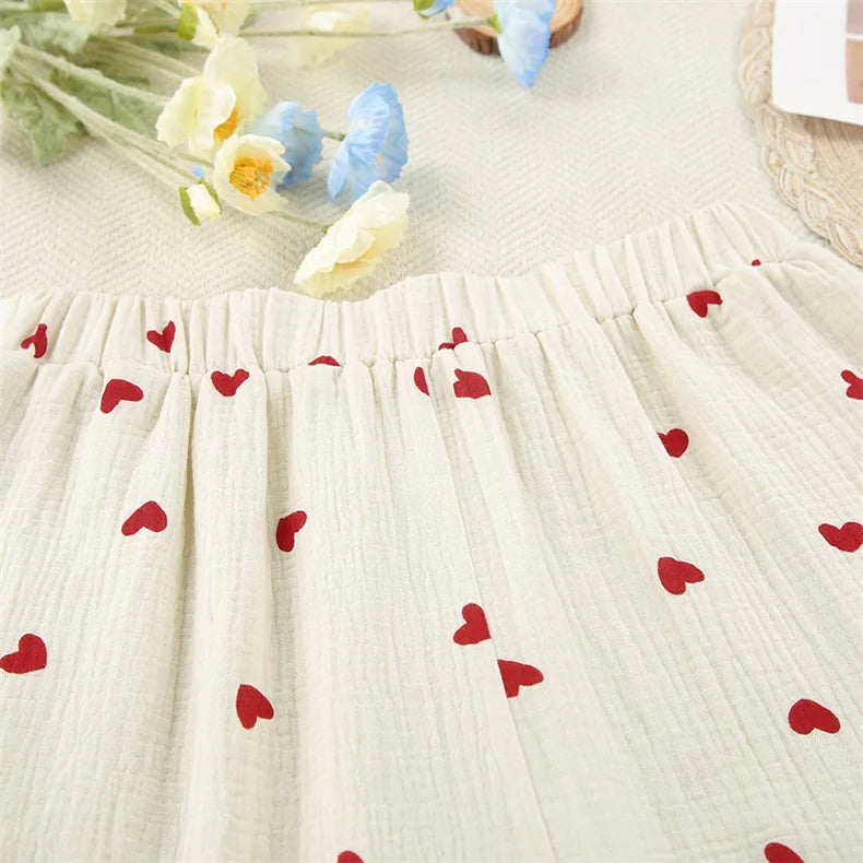 Women Cotton Pajama Set with Hearts