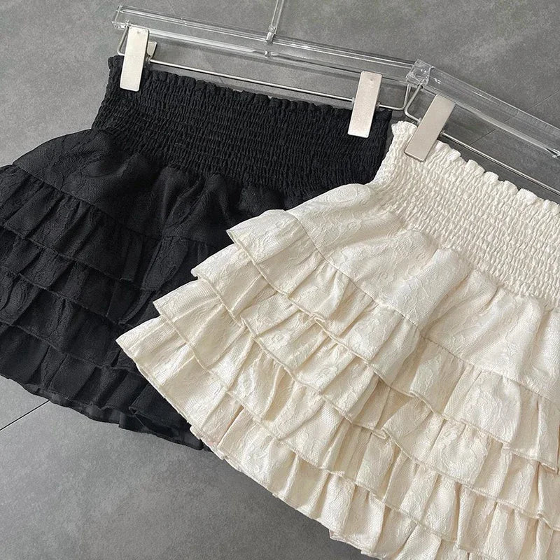 Women Ruffle High Waist Skirt