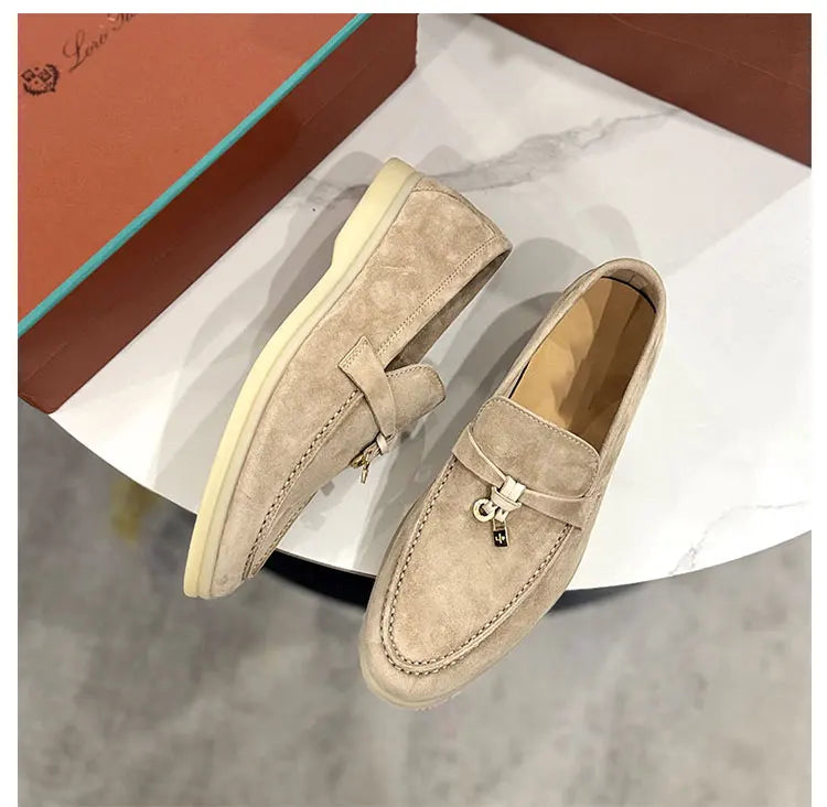 Women’s Leather Slip-On Bean Shoes Flats