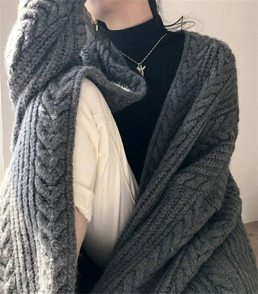 Women Hollow V-Neck Knit Cardigan