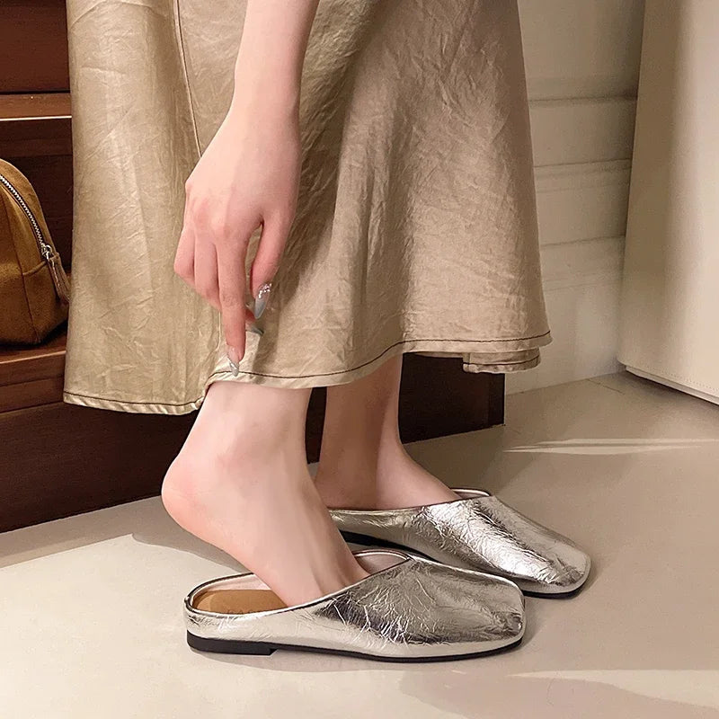 Women Mules Closed Toe Flat Slides