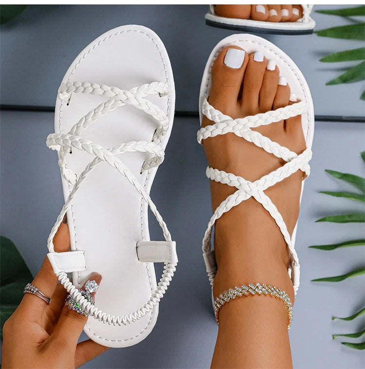 Women Elegant Flat Sandals Summer Footwear
