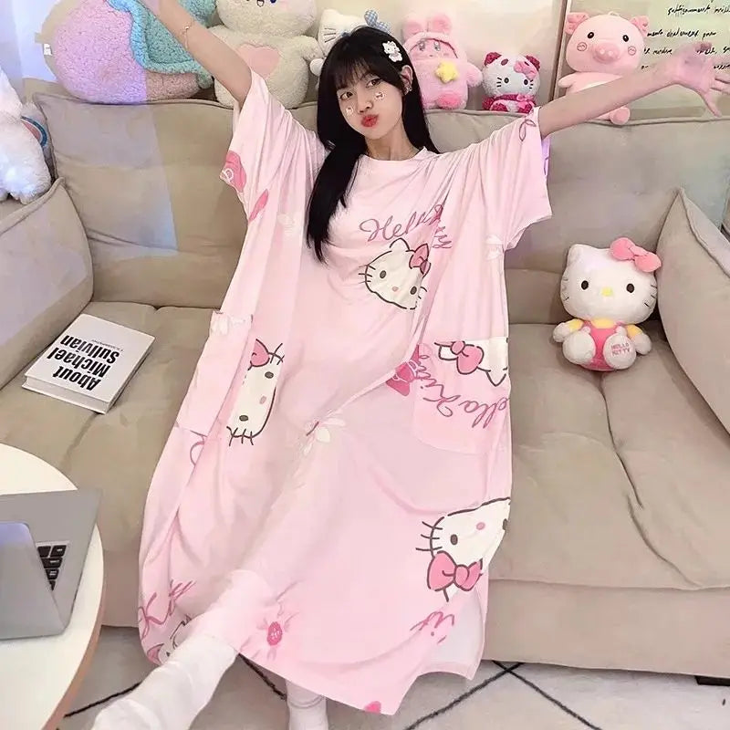 Women Cartoon Print Long Nightgown