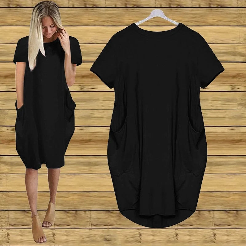 Women Casual Loose Cotton Dress