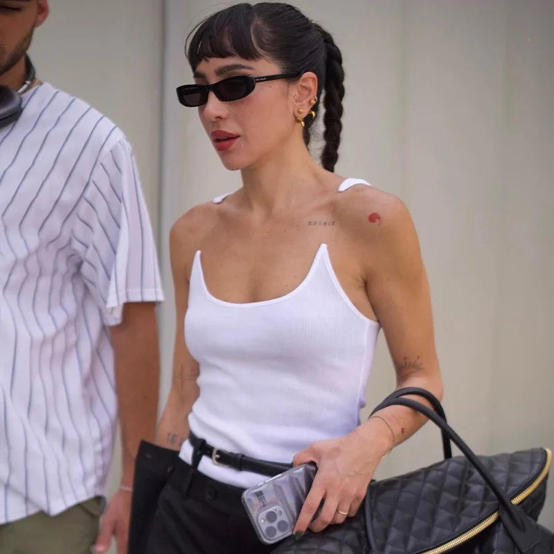 Women Ribbed Strap Tank Top