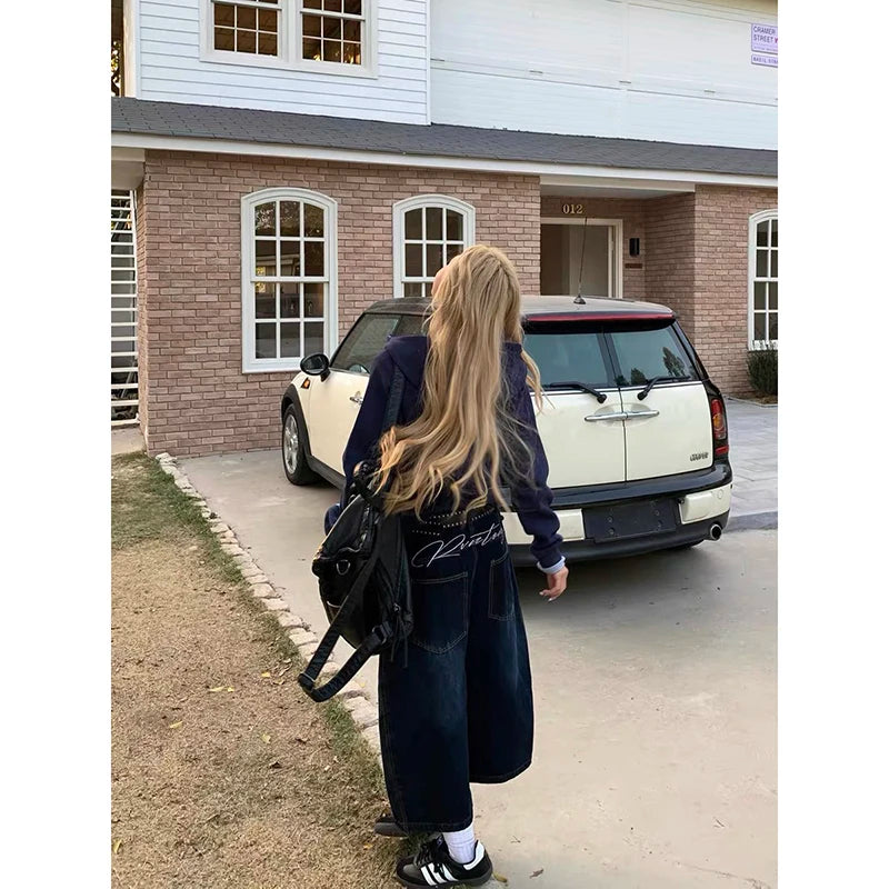 HarajukuWide™ – Baggy Retro Y2K Jeans (High Waist, 2000s Style)