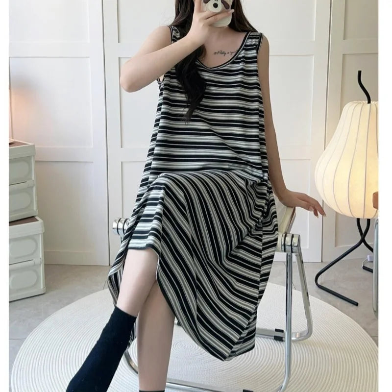 Women Striped Vest Plus Size Nightwear