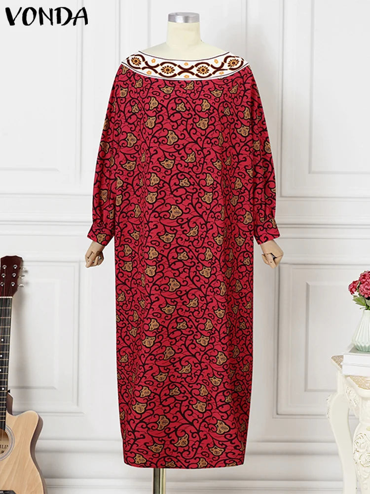 Women Batwing Boho Maxi Dress