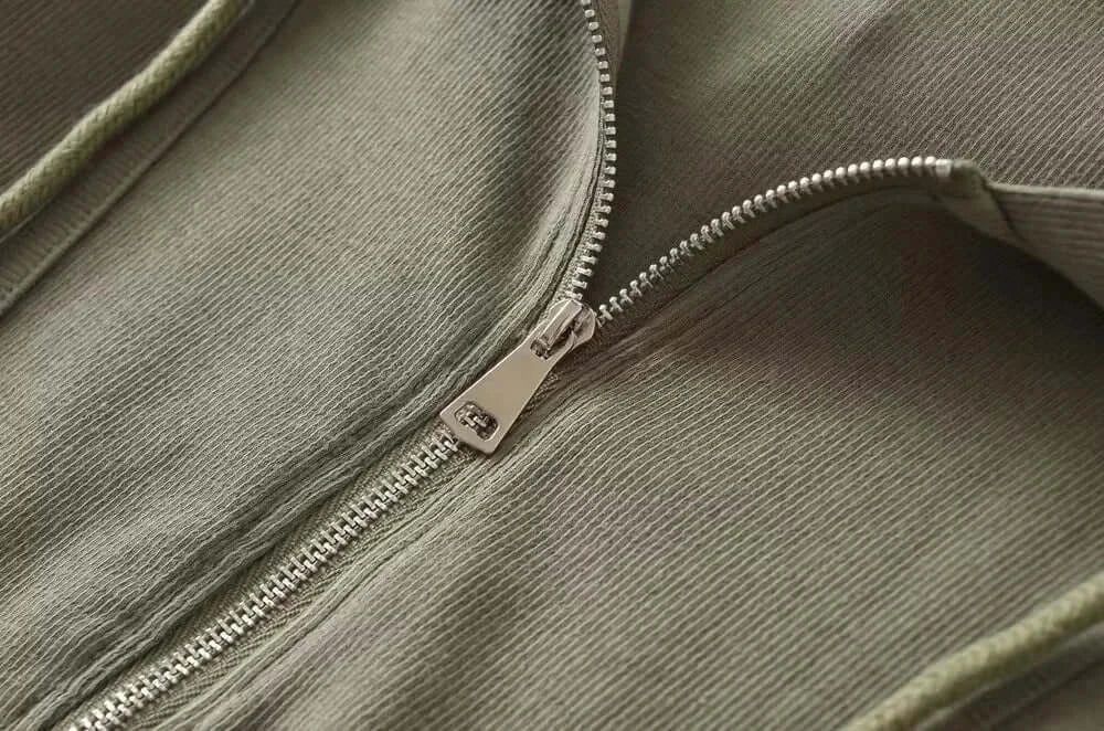 Women Cropped Zip Hoodie Y2K Corset Hem Sweatshirt