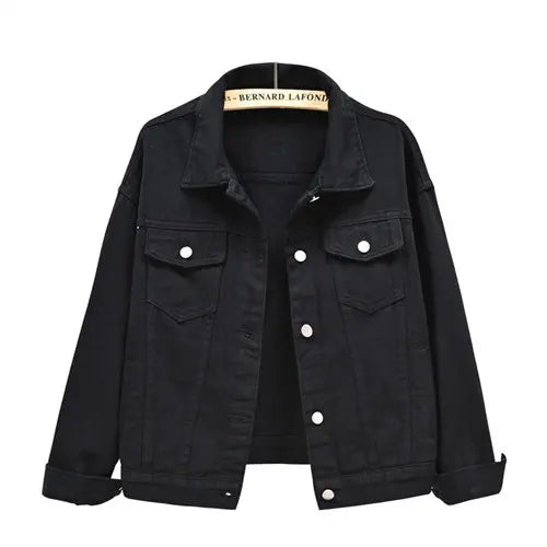 Women’s Pure Color Lapel Denim Jacket