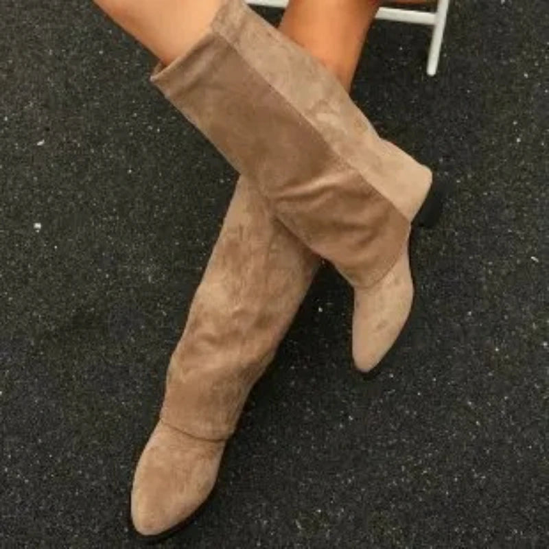 Women’s Knee High Cowboy Denim Boots 2025