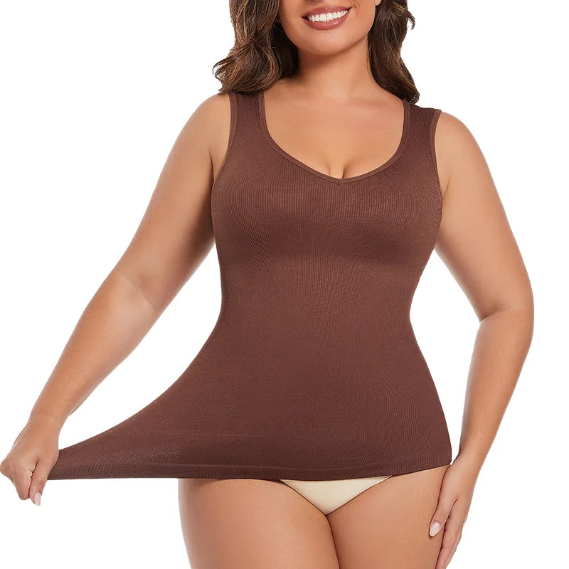 Women Sleeveless V-Neck Shapewear Tank Top