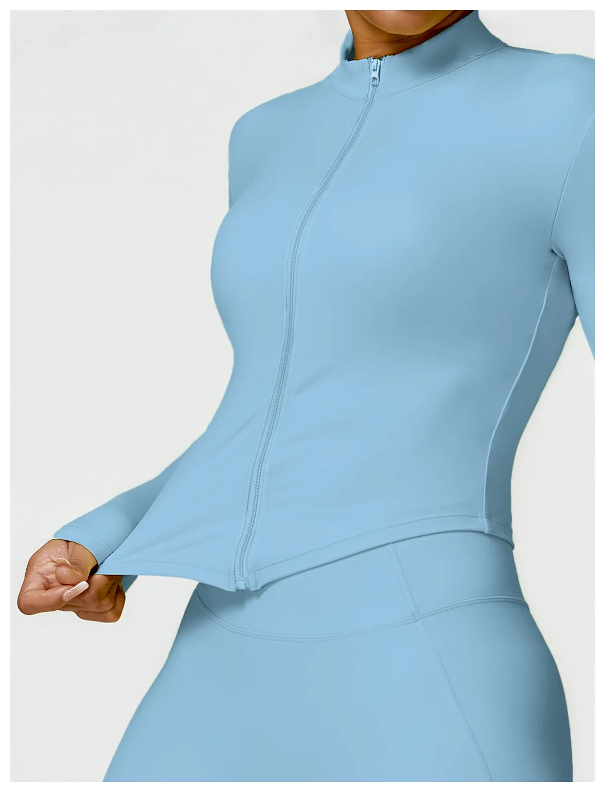 Women's Zip Long Sleeve Yoga Jacket – Gym Push-Up Sportswear Top