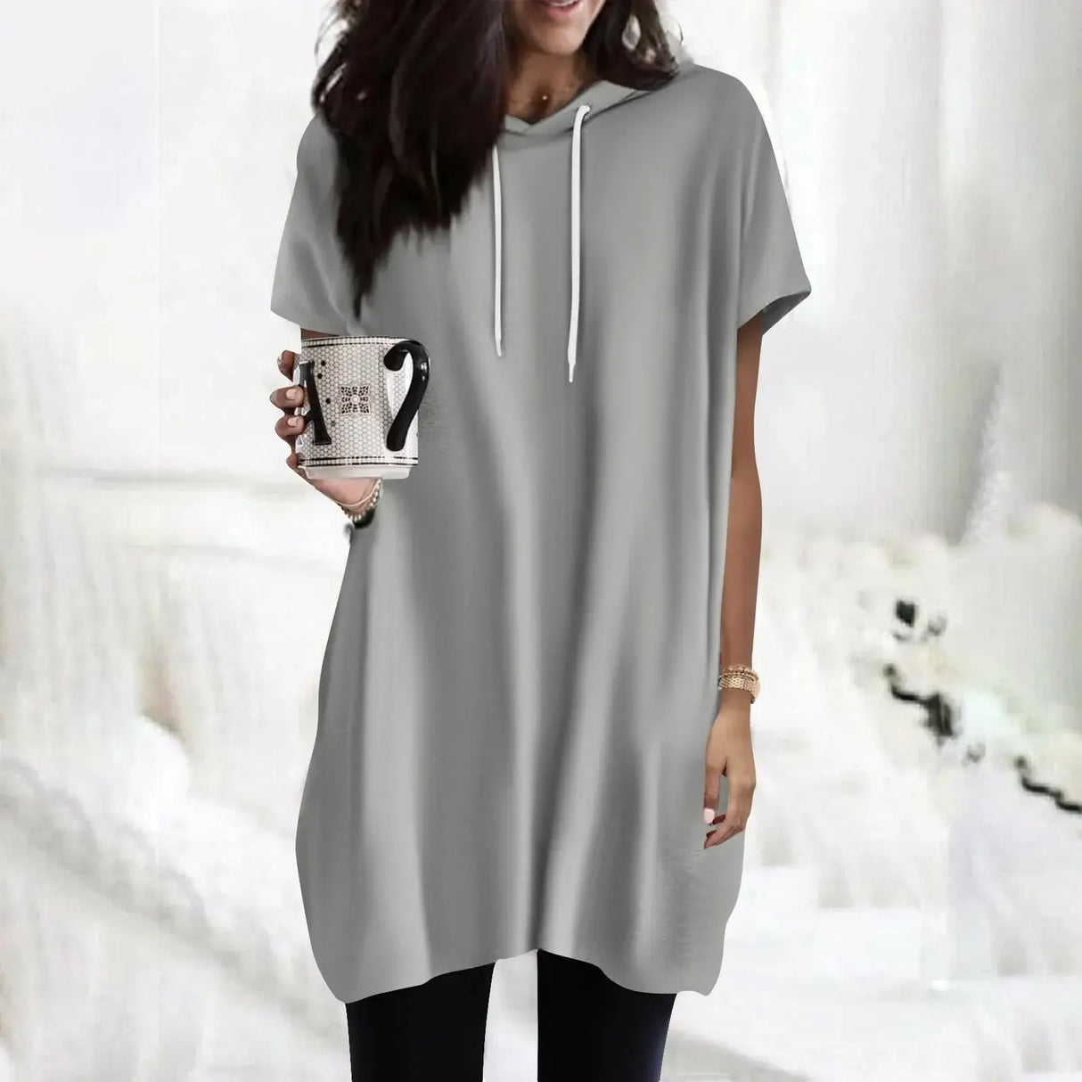 Women Oversized Short Sleeve Hoodie