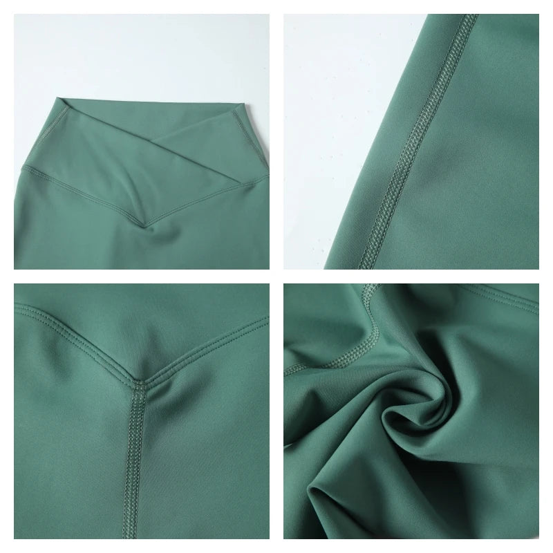 Hearuisavy Cross Waist Push-Up Yoga Leggings – High Waist Gym Pants