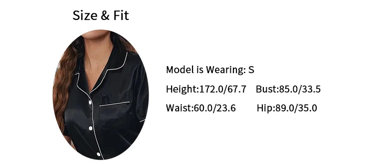 Women Satin Button Down Pajama Set